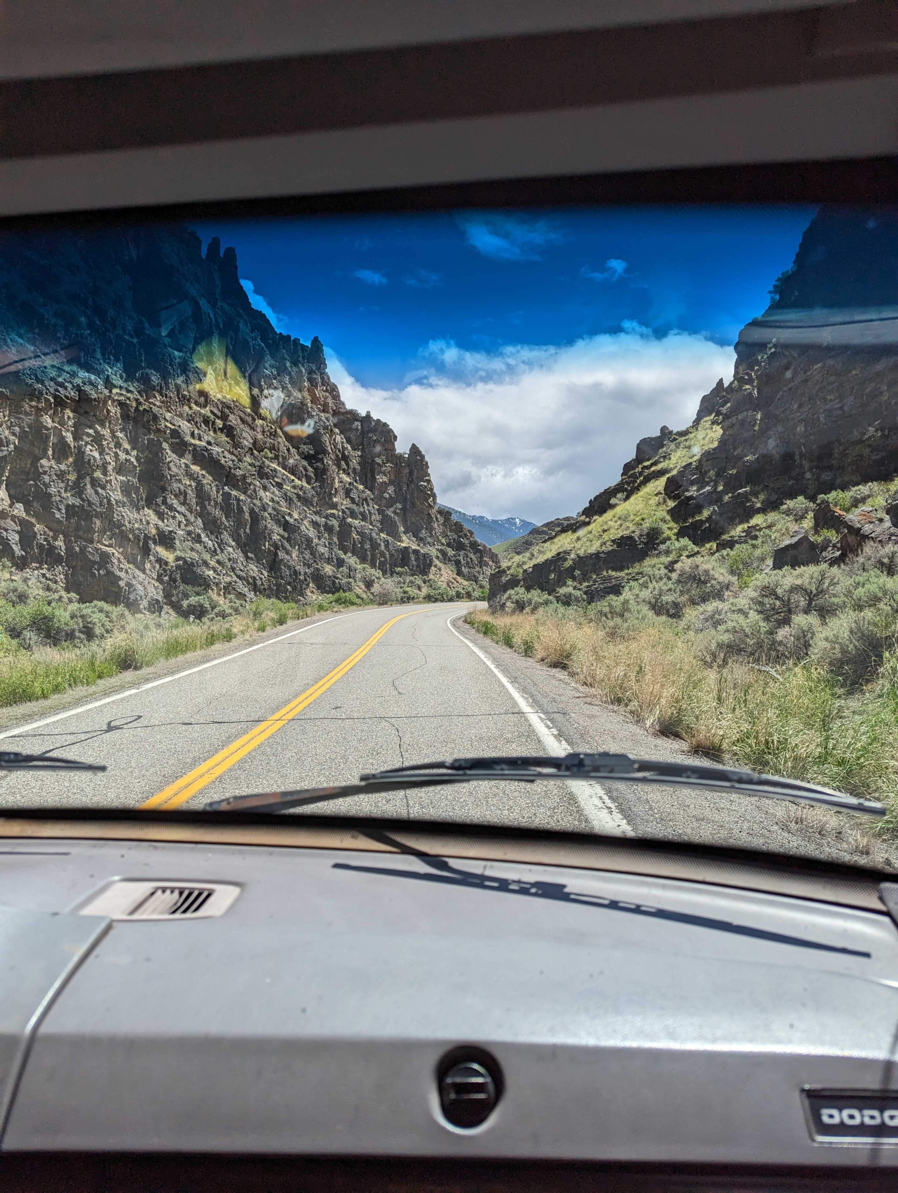 driving through a canyon