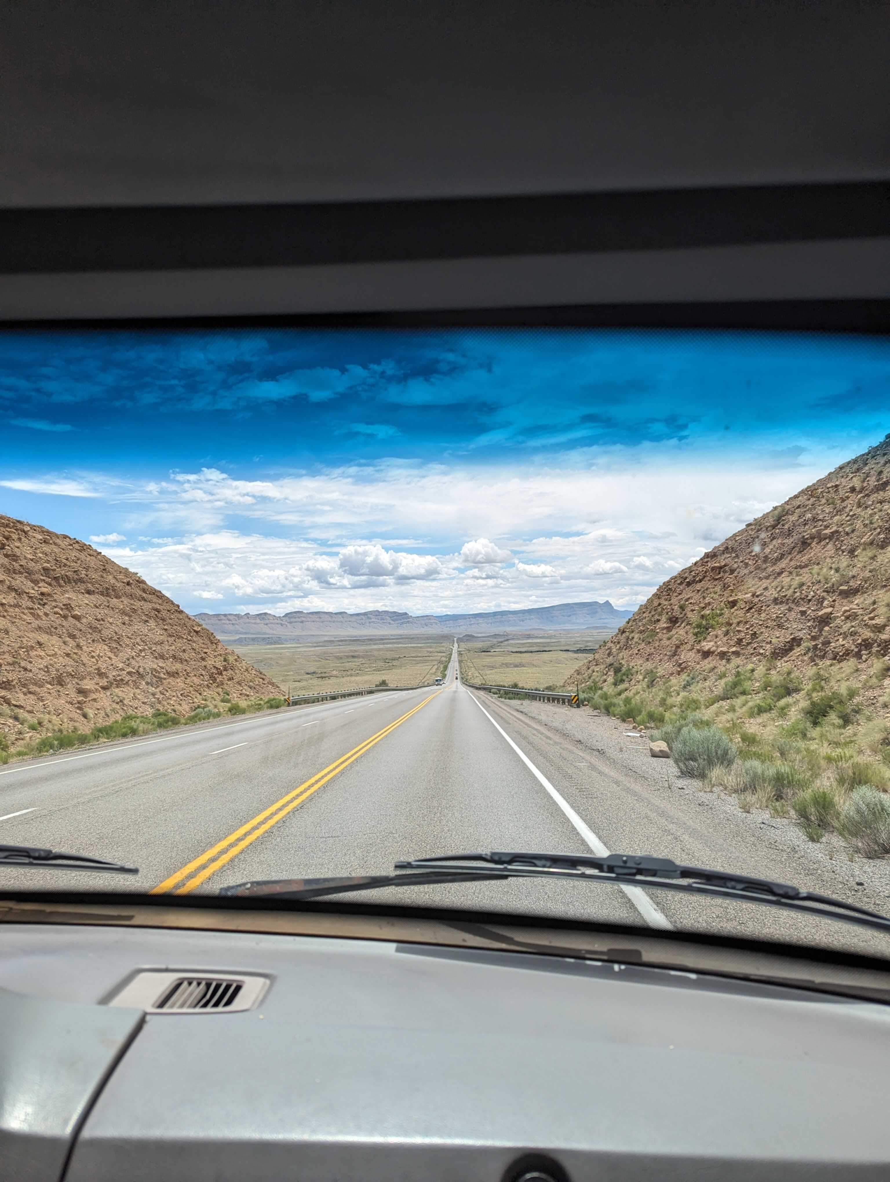 driving into desert